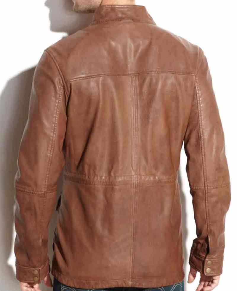 Men's Four Pockets Biker Vintage Brown Leather Jacket