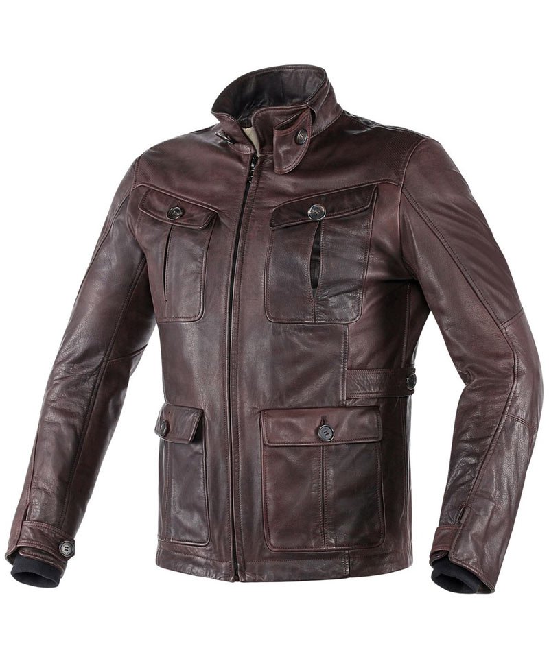Men's Mid Length Waxed Brown Leather Jacket