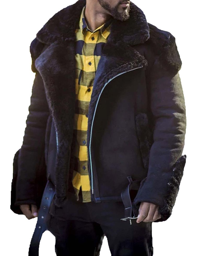 Men's WFJ03 Shearling Suede Leather Winter Jacket