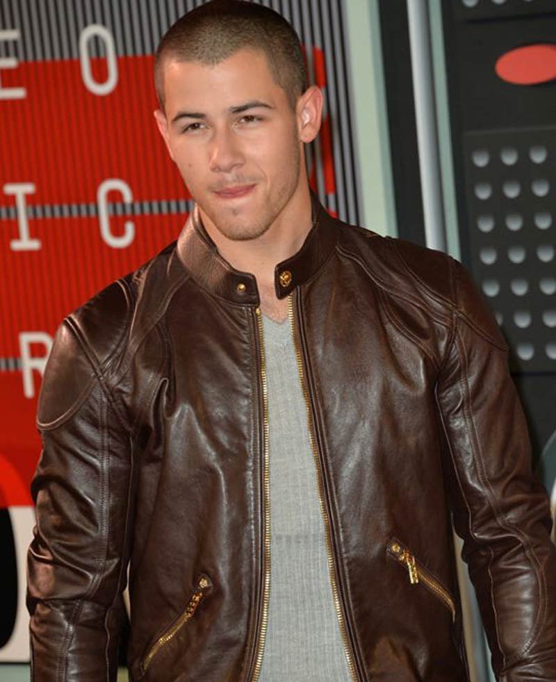 Nick Jonas Brown Leather Jacket