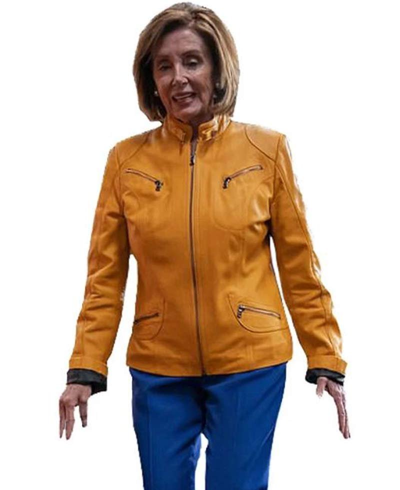 Nancy Pelosi Biker Leather Jacket