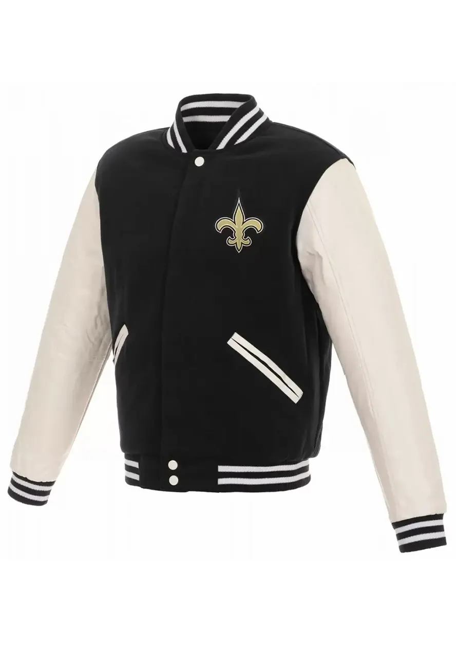 New Orleans Saints White and Black Jacket