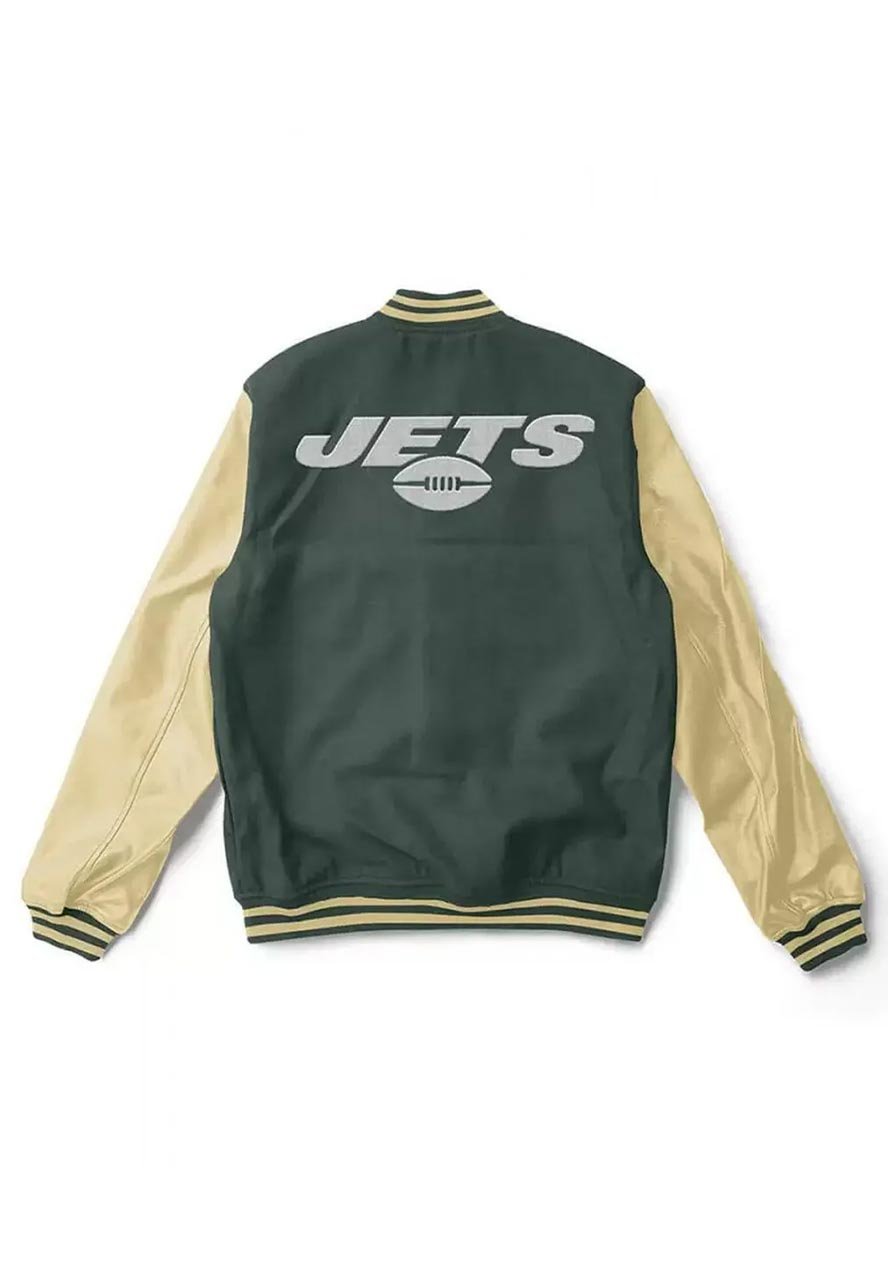 Ny Jets Green And Cream Varsity Jacket