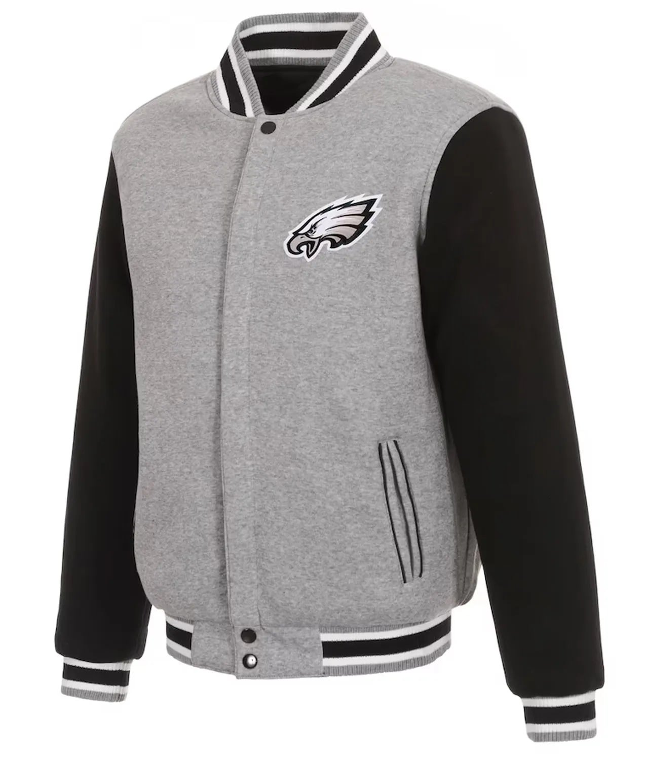 Philadelphia Eagles Gray and Black Varsity Jacket
