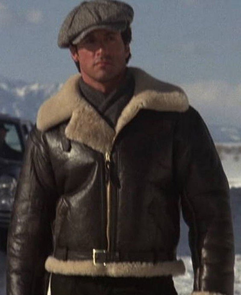 Sylvester Stallone Rocky Balboa Shearling Bomber Leather Jacket