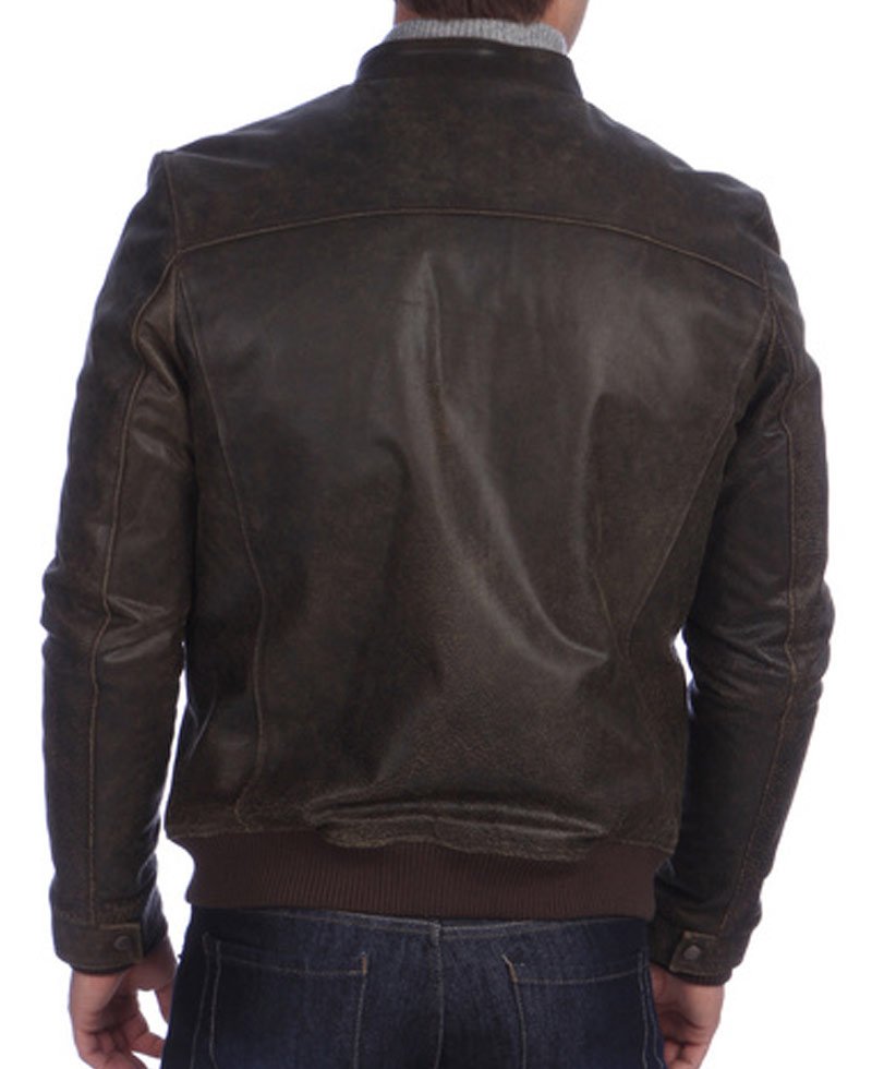 Men's Vintage Brown Leather Bomber Jacket