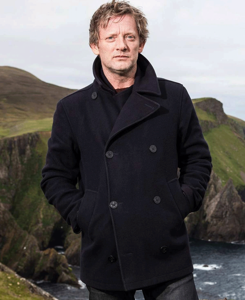 Shetland Douglas Henshall Black Peacoat