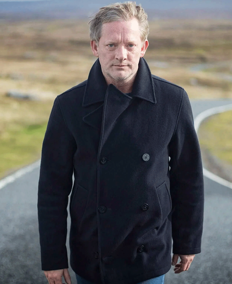 Shetland Douglas Henshall Black Peacoat