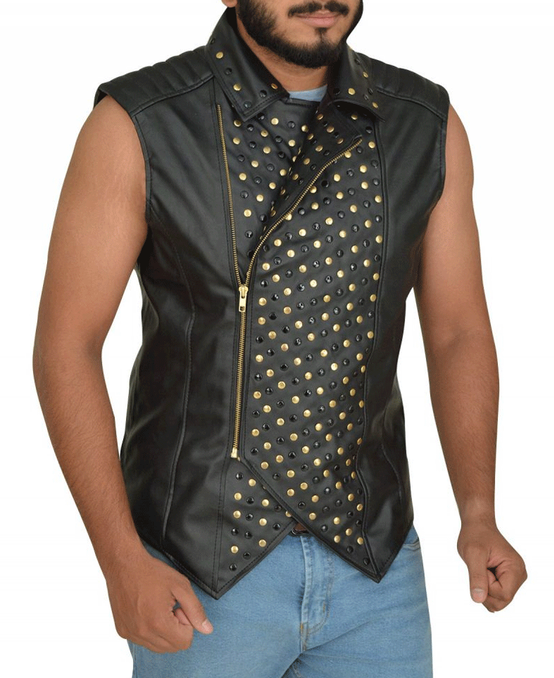 Shinsuke Nakamura Asymmetrical Black Leather Vest