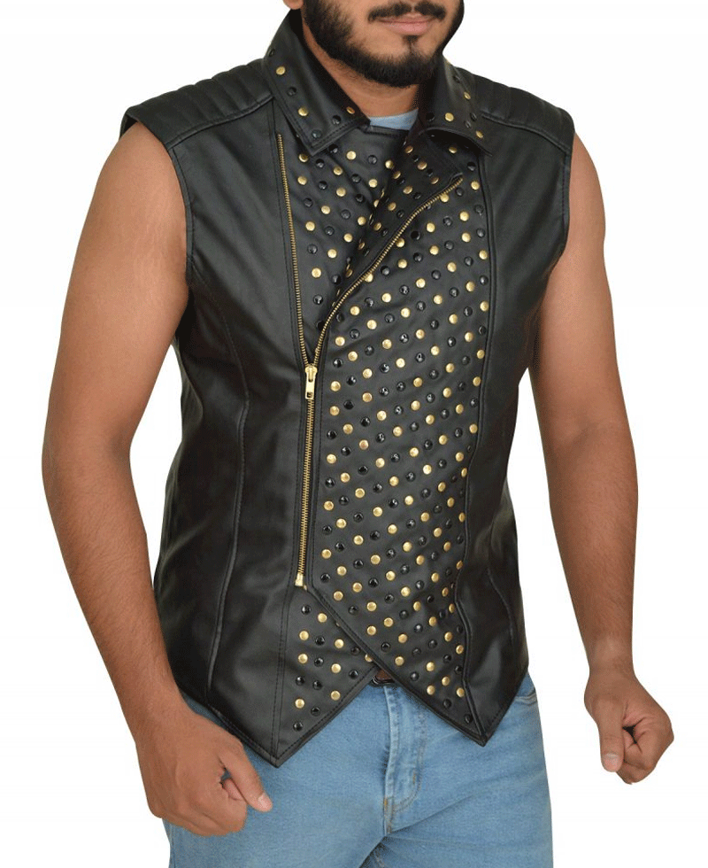 Shinsuke Nakamura Asymmetrical Black Leather Vest Shinsuke Nakamura Asymmetrical Black Leather Vest