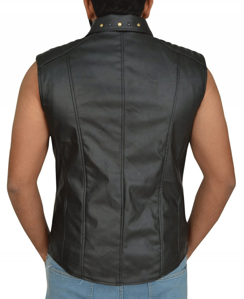Shinsuke Nakamura Asymmetrical Black Leather Vest Shinsuke Nakamura Asymmetrical Black Leather Vest