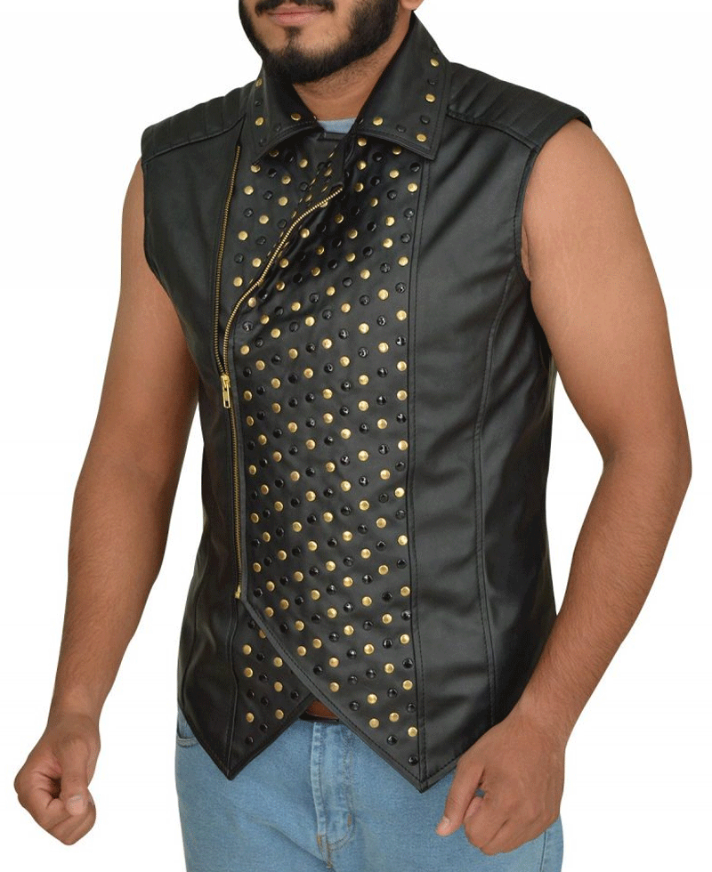 Shinsuke Nakamura Asymmetrical Black Leather Vest