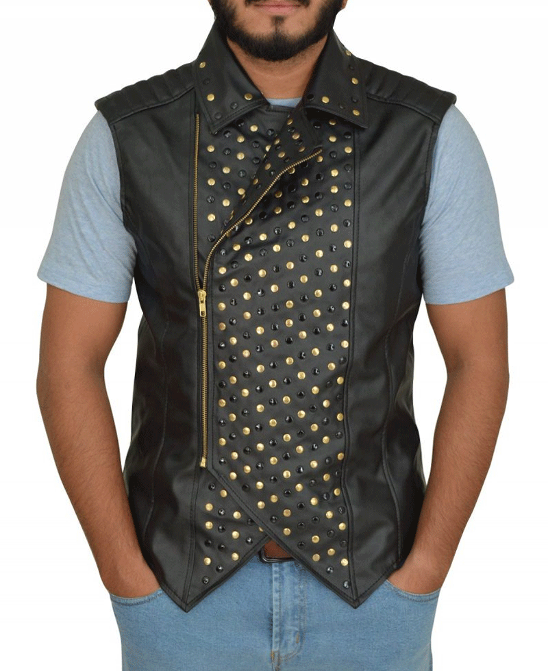 Shinsuke Nakamura Asymmetrical Black Leather Vest Shinsuke Nakamura Asymmetrical Black Leather Vest