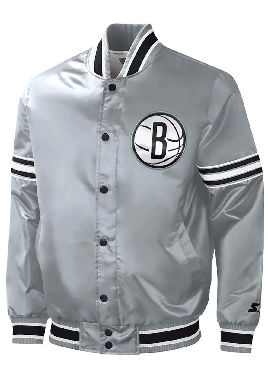 Slider Brooklyn Nets Gray Varsity Jacket
