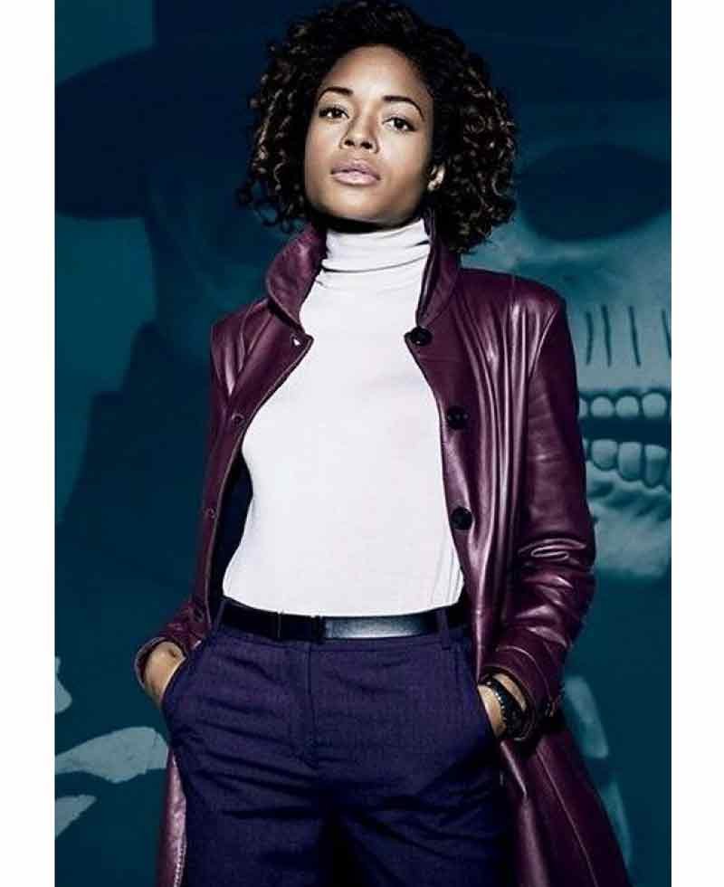 Spectre Naomie Harris Burgundy Leather Coat