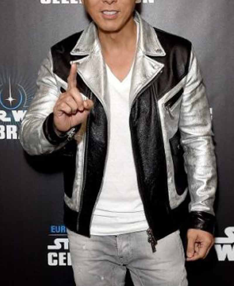 Star Wars Premiere Donnie Yen Sliver and Black Leather Jacket