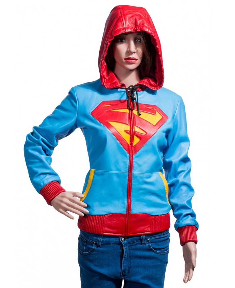 Supergirl Leather Jacket Hoodie