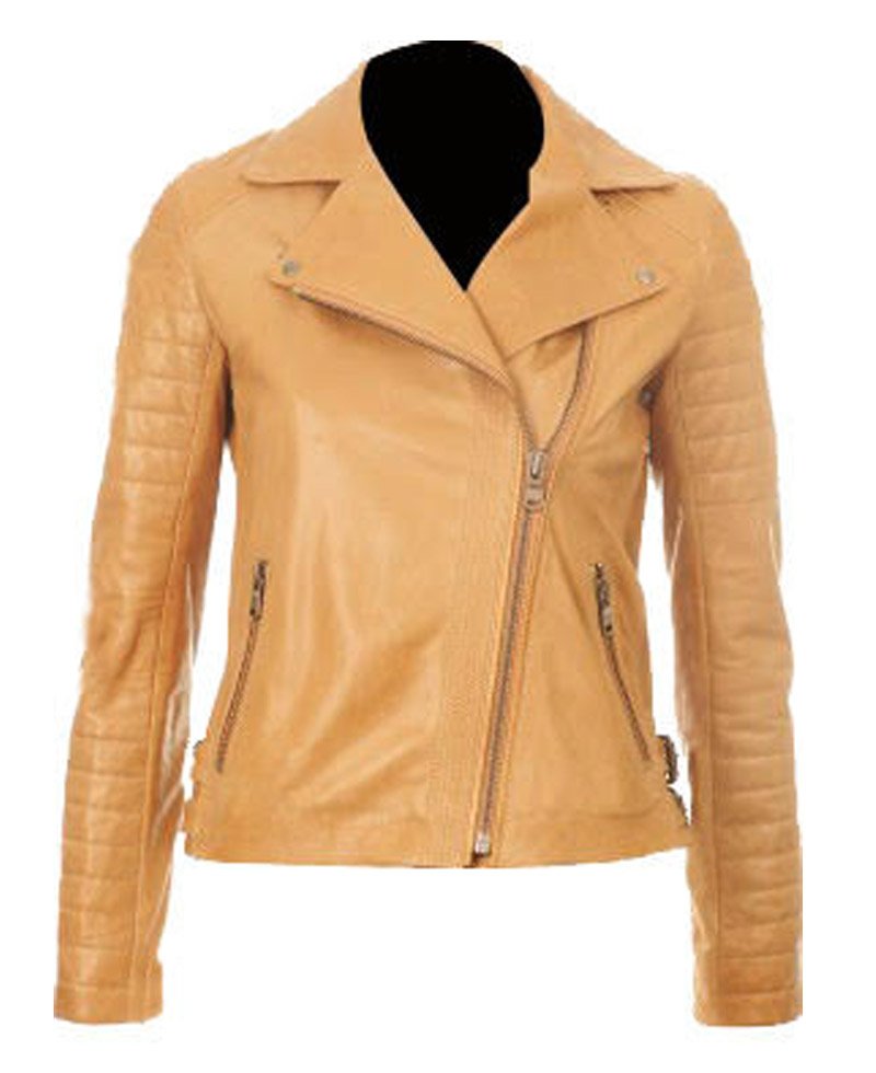 Kelly Brook Tan Brown Leather Jacket