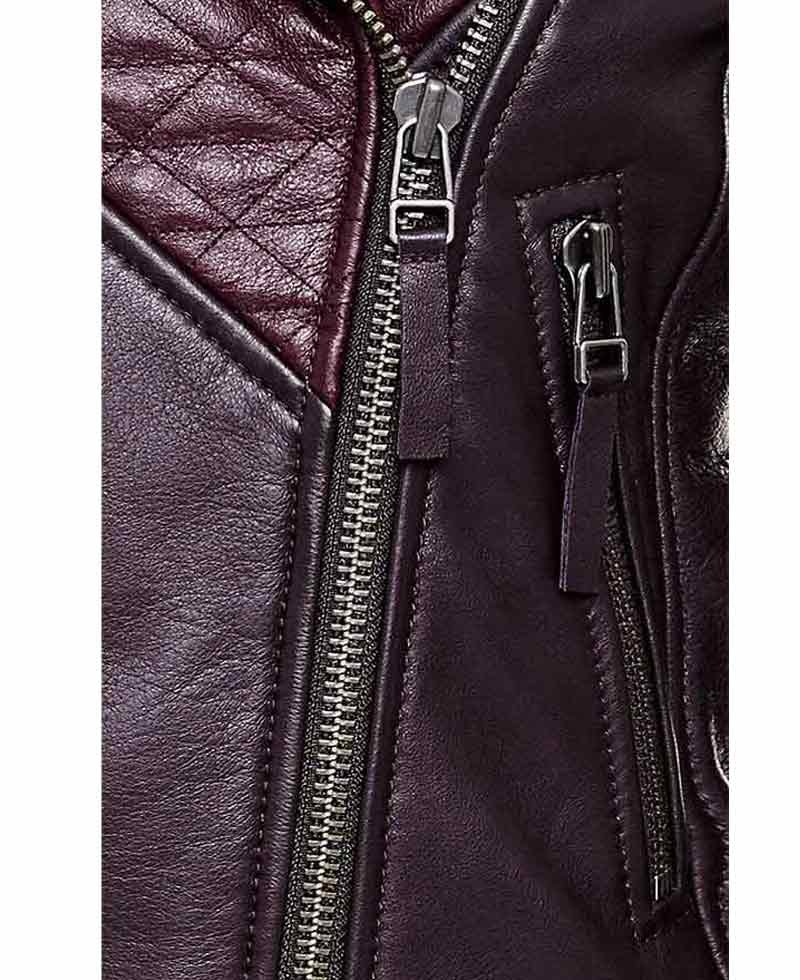 Women's Quilted Leather Motorcycle Two Tone Jacket