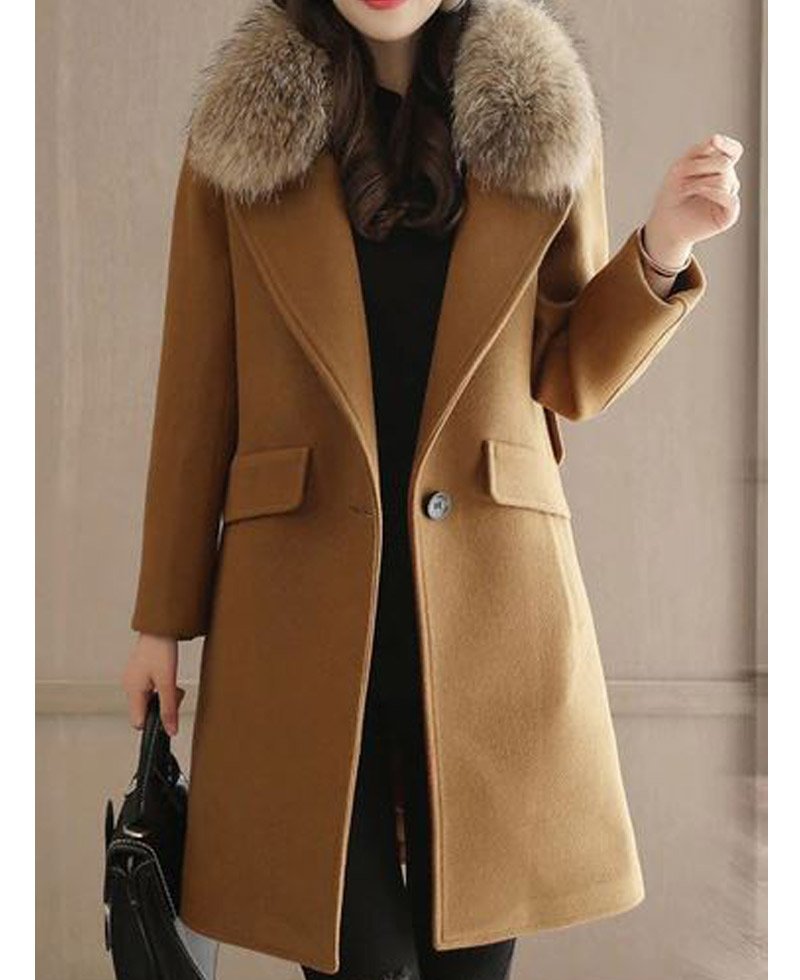 Women's Winter Single Button Wool Coat