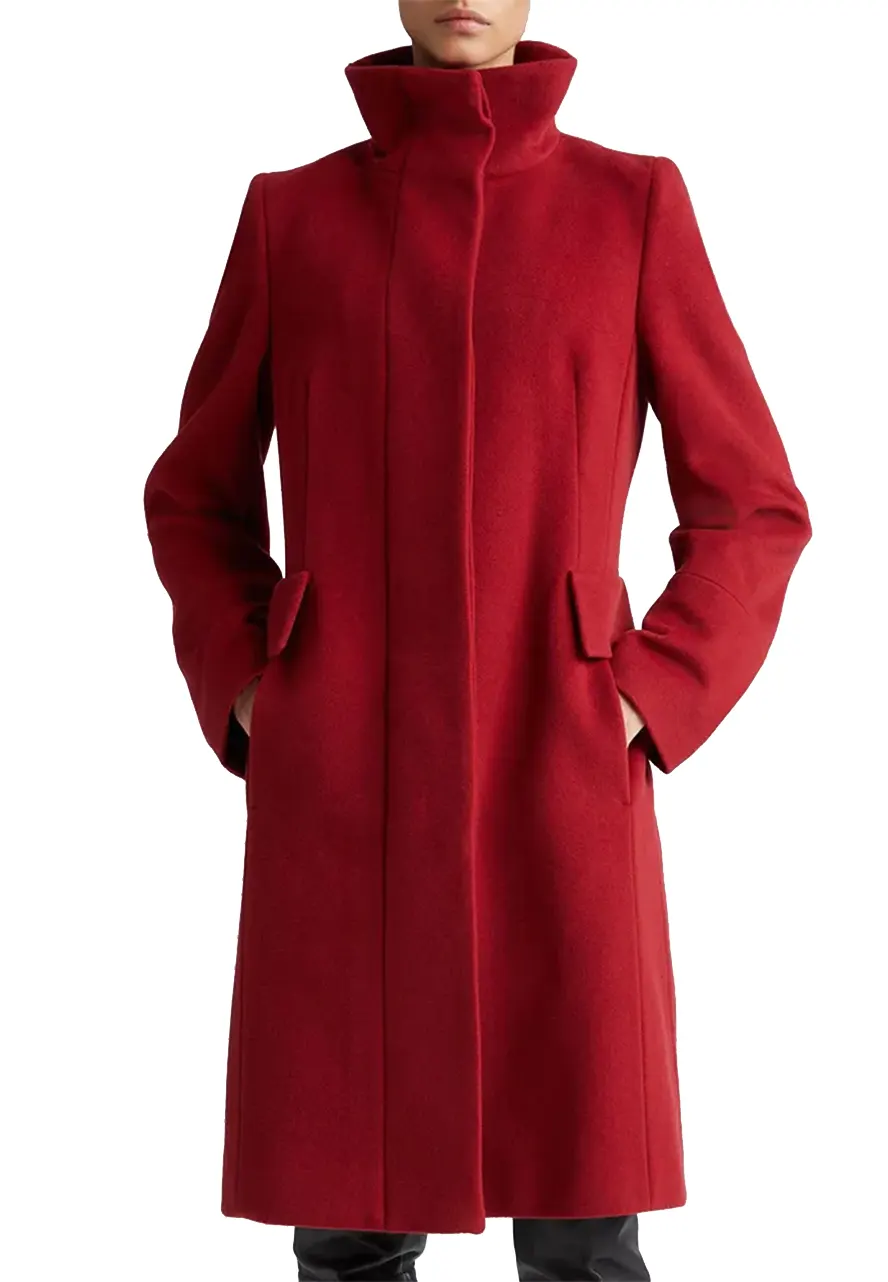 Women’s Stand Collar Akris Punto Red Coat