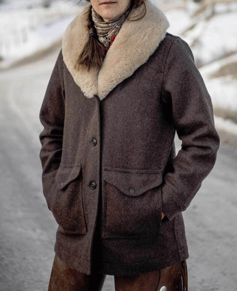 Yellowstone Kelly Reilly Fur Shawl Collar Coat