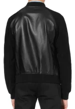 andrew garfield jacket with black suede sleeves