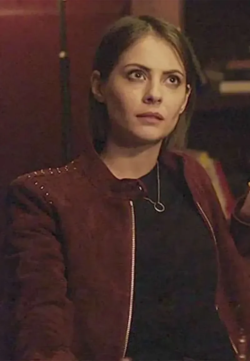 arrow 5 willa holland red suede biker jacket
