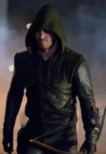 arrow green leather jacket