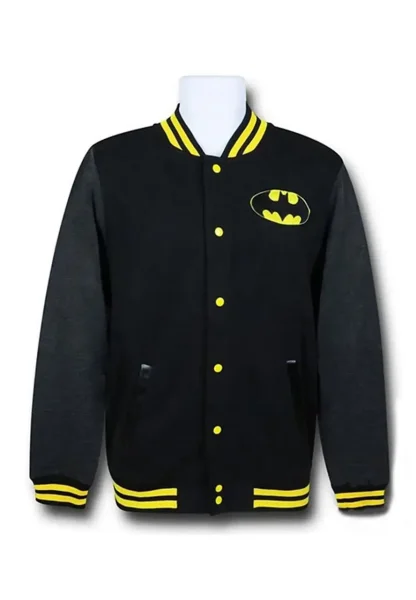 batman logo black varsity jacket
