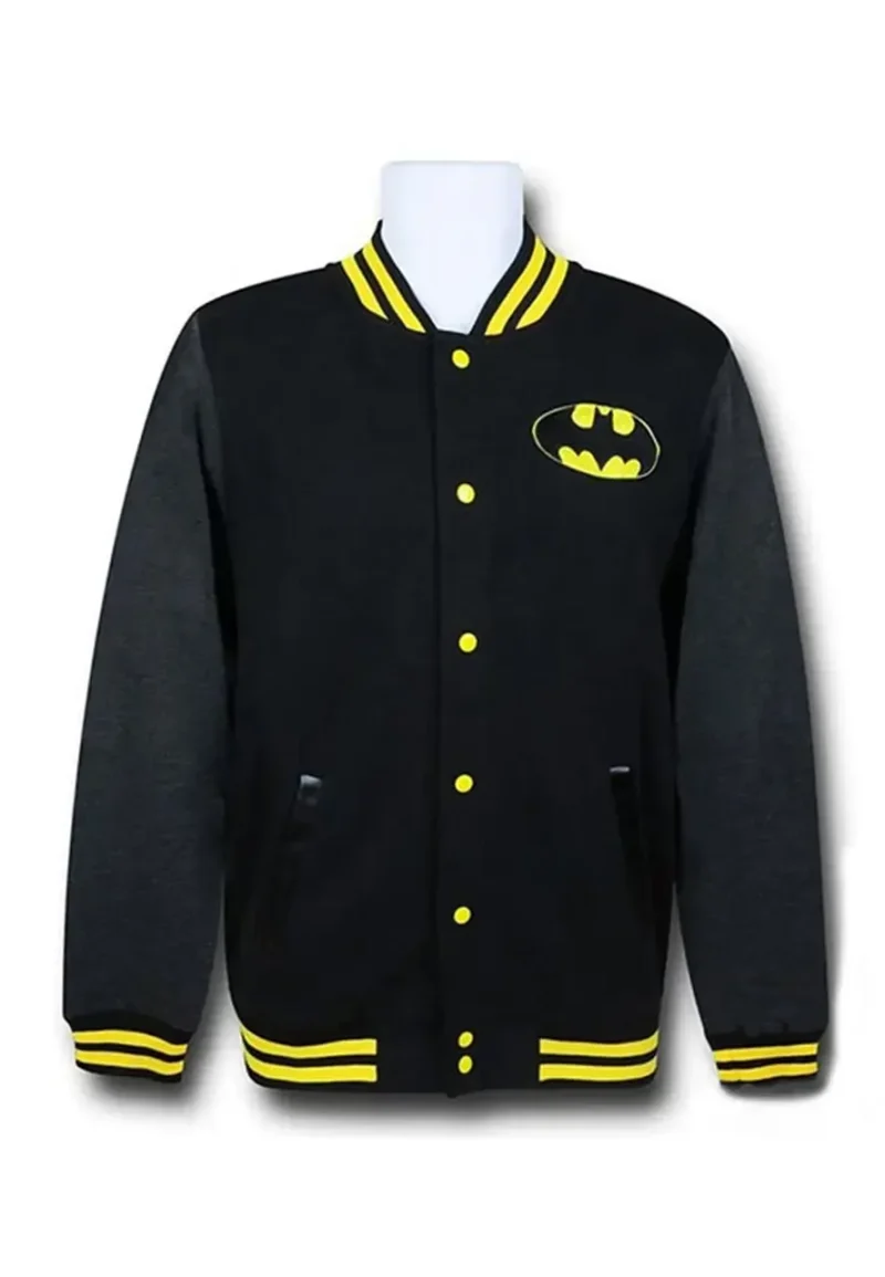 batman logo black varsity jacket