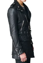 belted leather coat