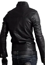 black faux leather jacket