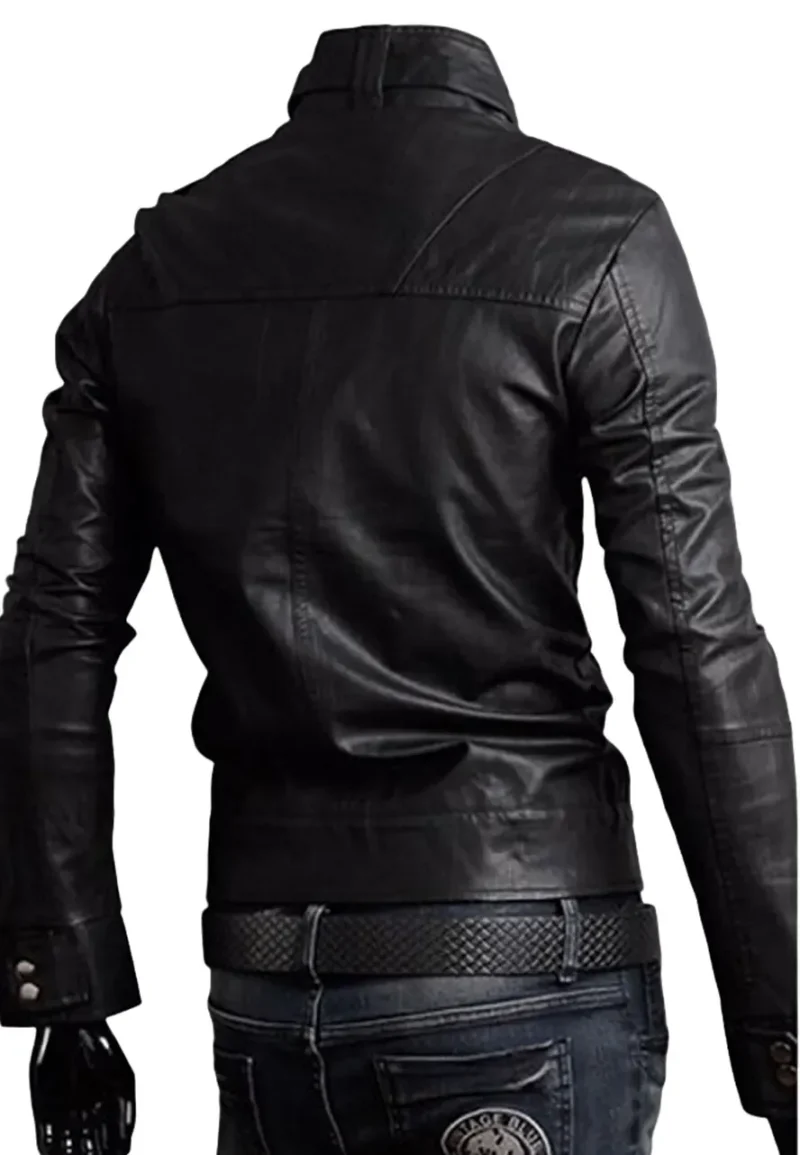 black faux leather jacket