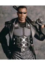 blade black leather buckle vest