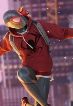 bodega cat spider miles morales red fleece hoodie