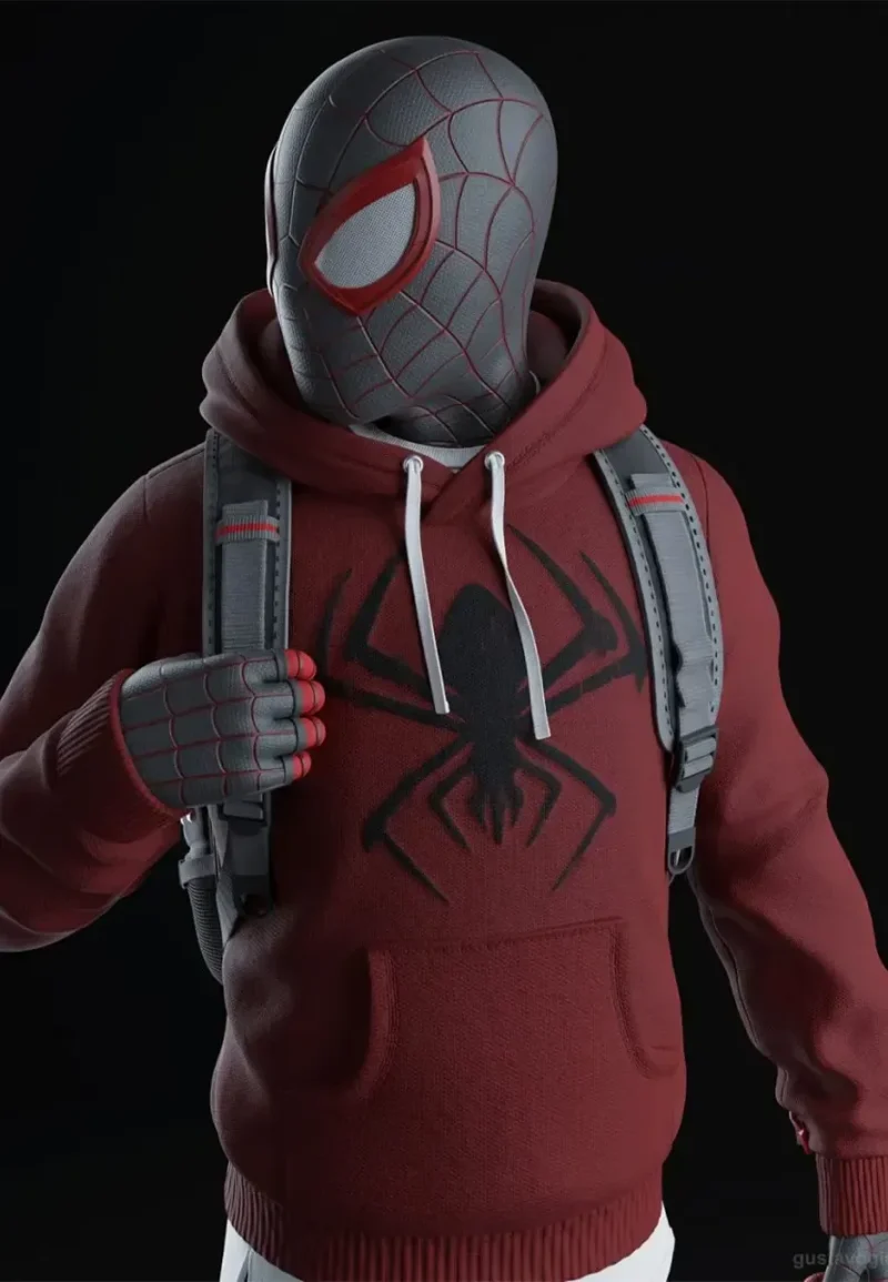 bodega cat spider miles morales red hoodie