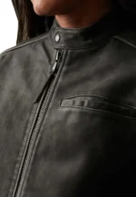 calvo full zip leather jacket