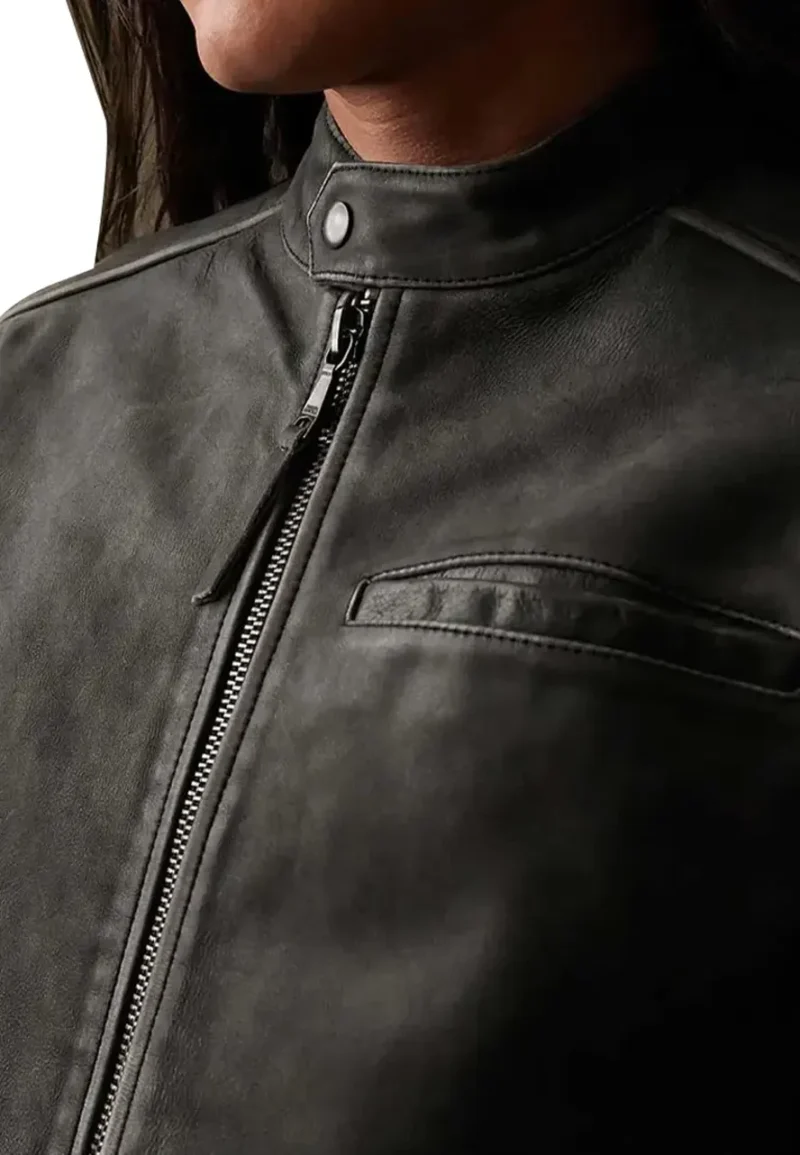 calvo full zip leather jacket