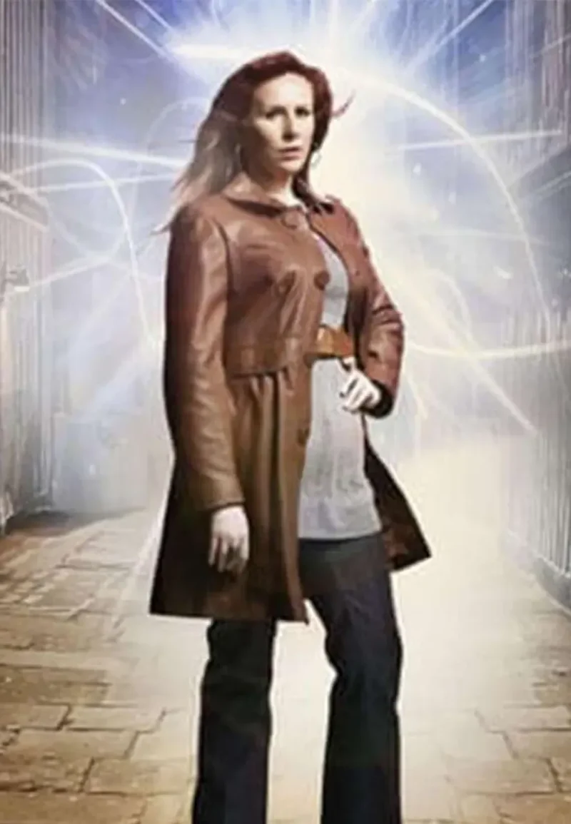 catherine tate leather coat