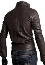 dark brown faux leather jacket