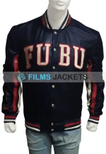 fubu blue leather varsity jacket
