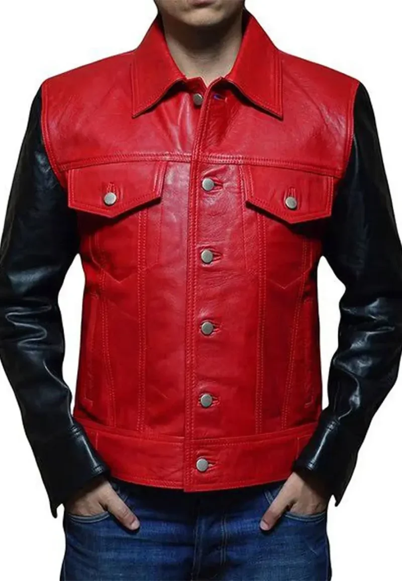 justin bieber red and black jacket
