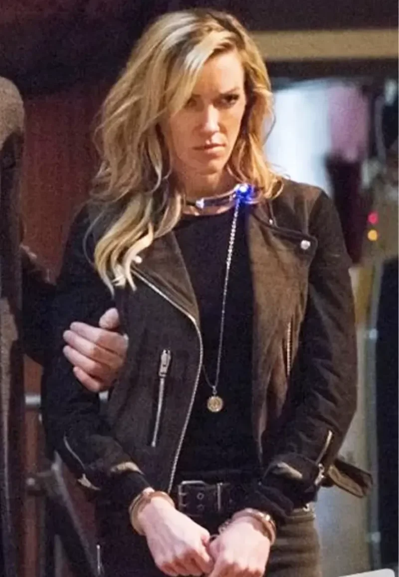 katie cassidy suede leather jacket