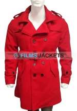 men street wear double breasted red coat