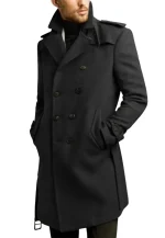 mens double breasted black coat