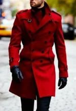 mens double breasted red coat
