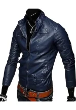 mens slim fit leather jacket