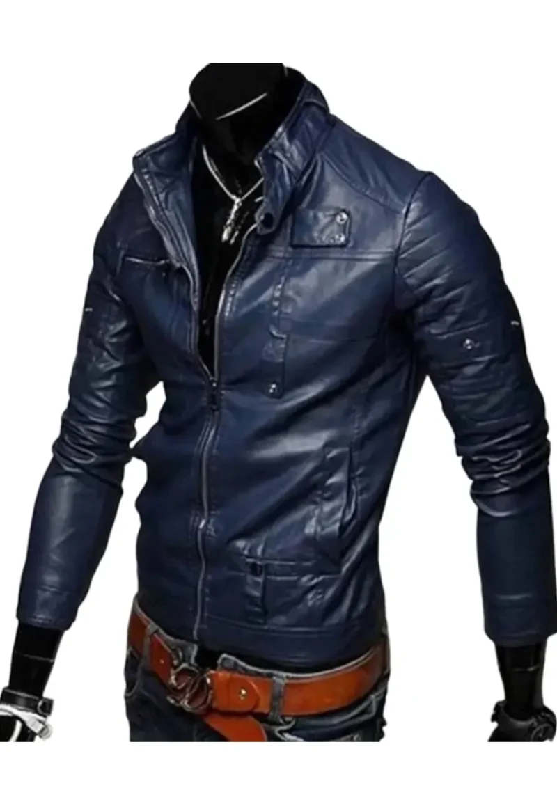 mens slim fit leather jacket