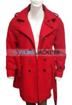 mens street-wear double breasted red coat